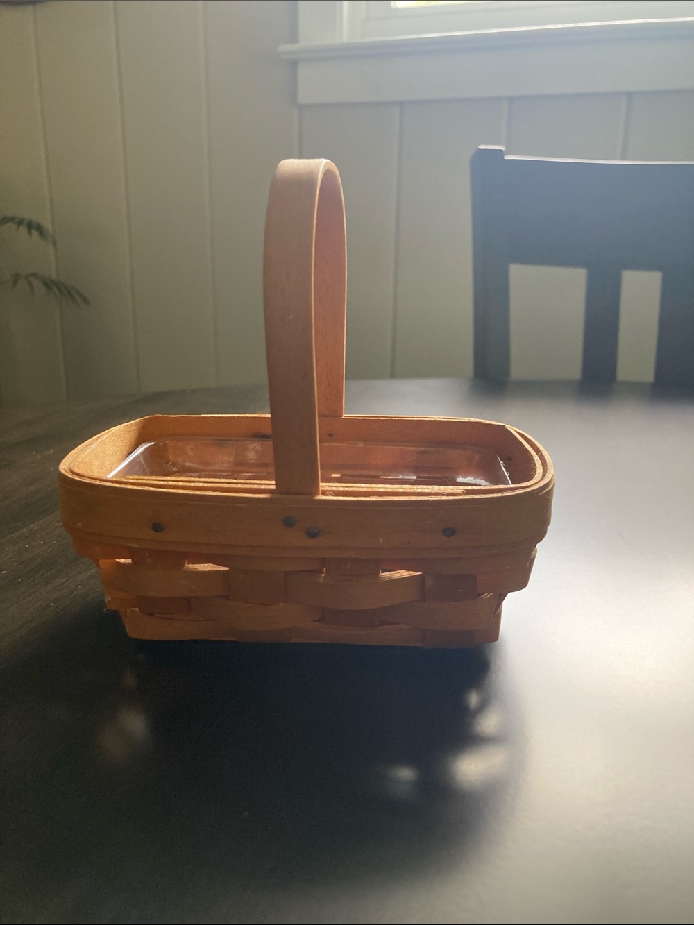 Longaberger rectangular woven basket in warm tan